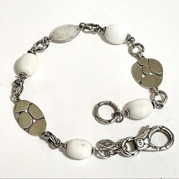 John Hardy Sterling Silver White Agate Kali Pebble Charm Bracelet - Picture 1 of 6